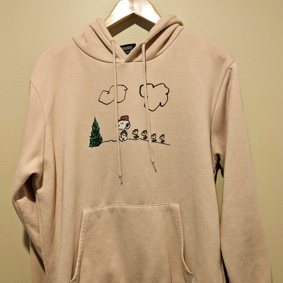 Peanuts Snoopy Beige Tan Graphic Hoodie Men Large - Picture 3 of 12